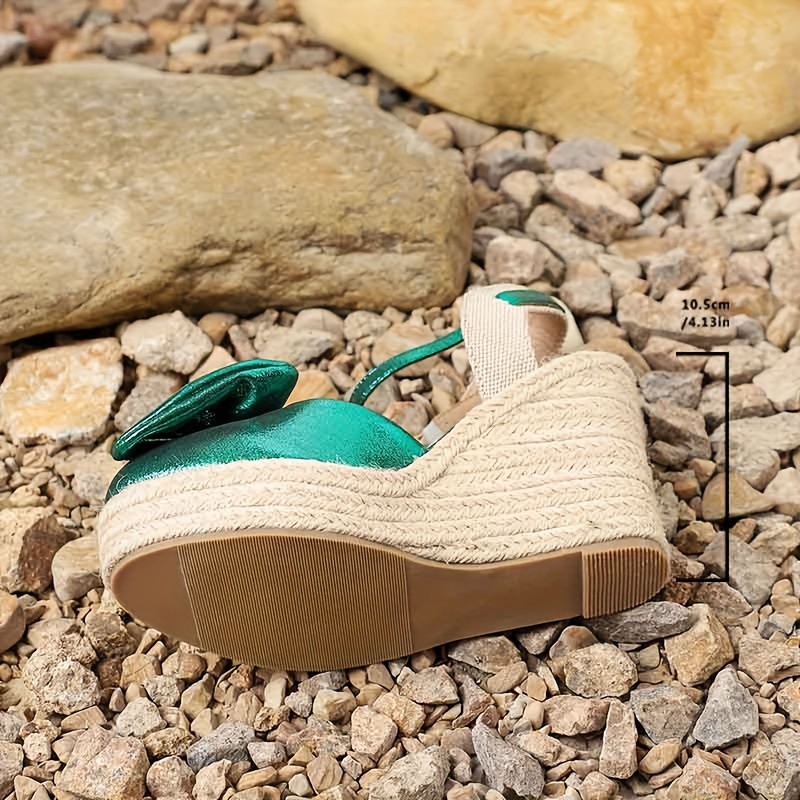Women's Bow Accent Platform Sandals Green PU Cover Upper with Thick  Heel, Hook-and-Loop Closure Cushioned TPR Sole for Casual to Dre - Main Image