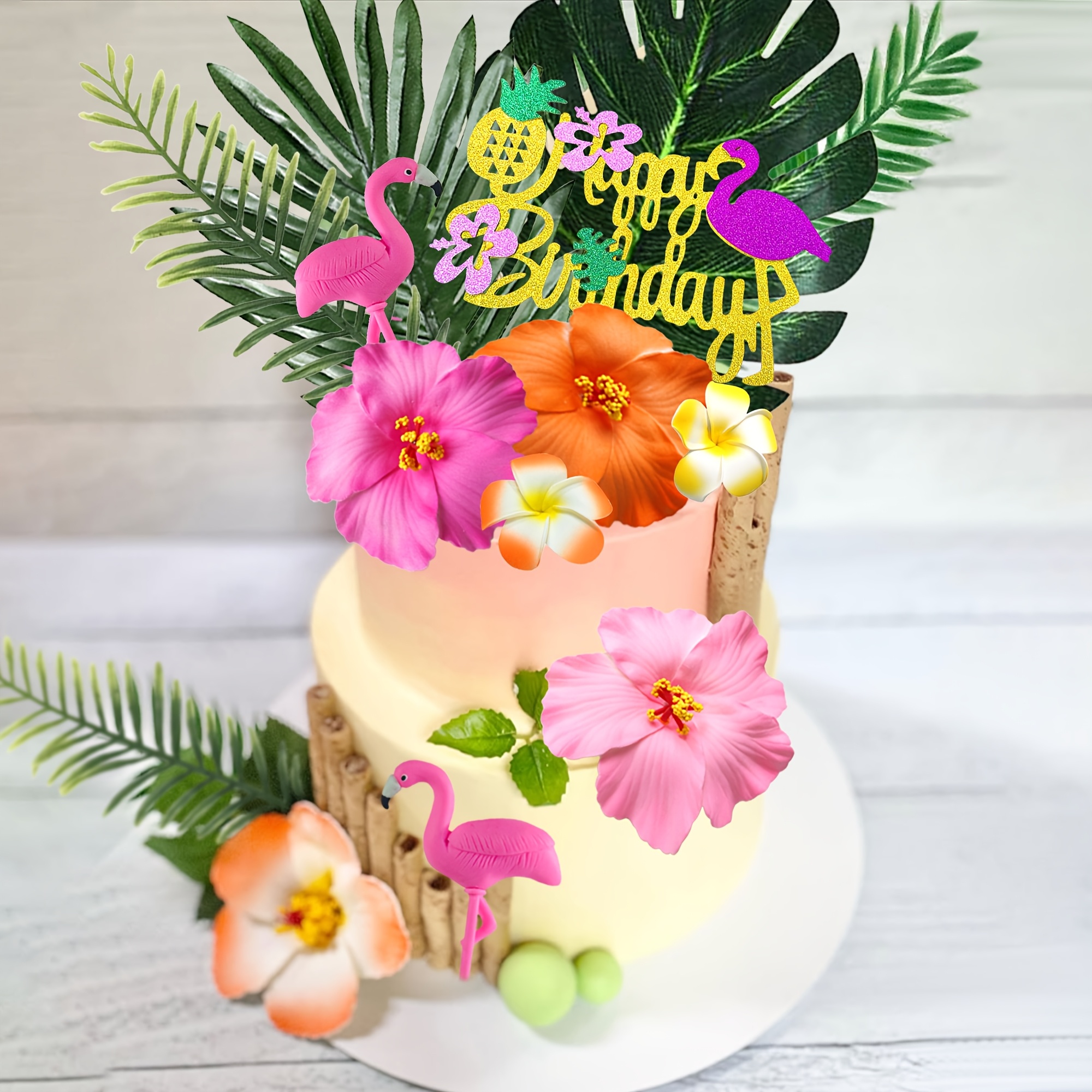 3 Set Tropical Leaves Cake Toppers Tropical Palm Leaves Cake Toppers Set Green Leaf Forest Cupcake For Adult Birthday Cake Cupcake Summer Tropical Theme Hawaii Themed Baby Shower