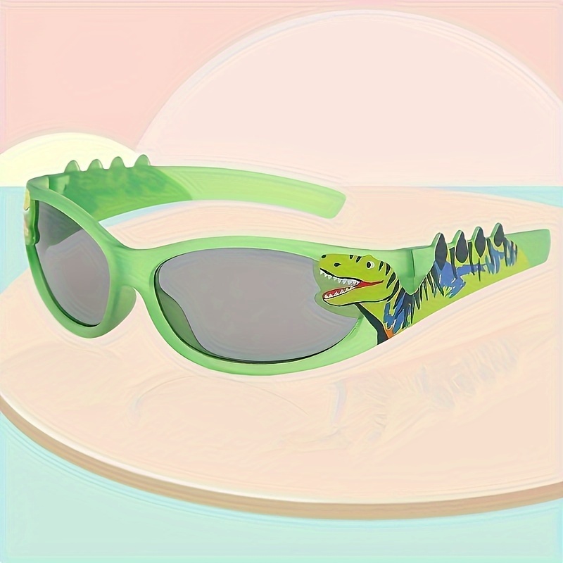 

Lunettes de Mode Dinosaure pour Garçons - Design Cartoon Cool, Monture et Verres en PC Extérieur, Vert