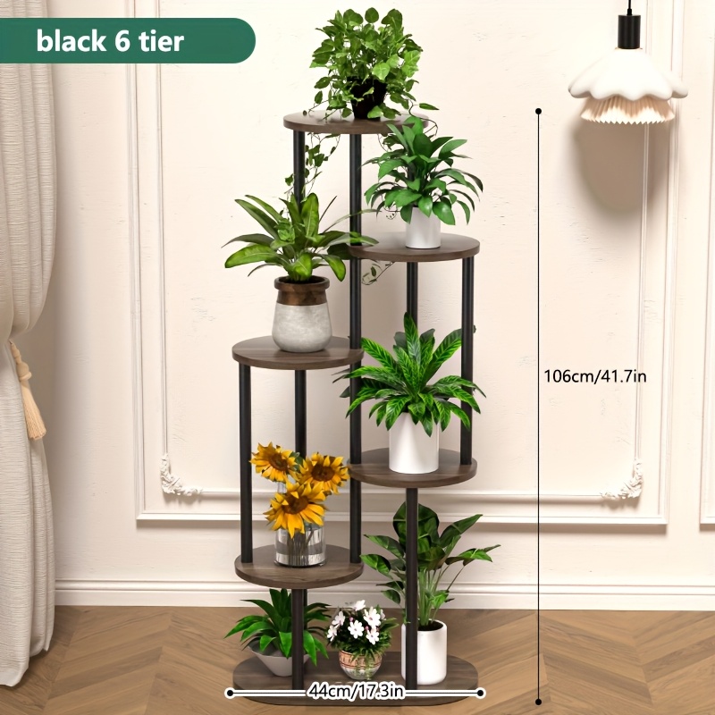 TEMU 1pc Soporte Moderno de Madera Multinivel con Acabado Cepillado - Estante para Macetas de Interior/Exterior, Construcción Duradera de para Hogar,