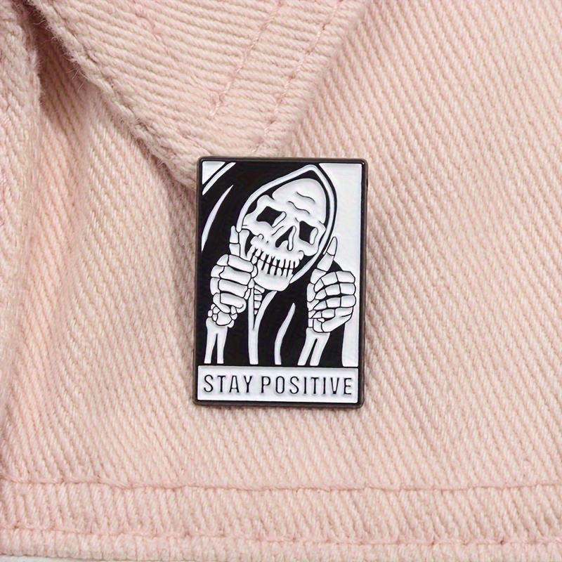 

1pc Flixblany Enamel Pin Badge – Motivational Skeleton Design For Hats, Backpacks & Clothing | Alloy Brooch Accessory Gift For Women | Jewelry, Backpack Decoration | Fashion Pin | Quality