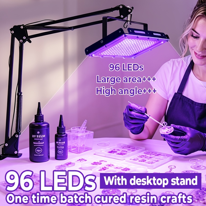 TEMU Professional Led Resin Curing Lamp, With 96 Led Light Source For Rapid Curing. Includes A Desktop Stand, Adjustable Height/angle, Usb