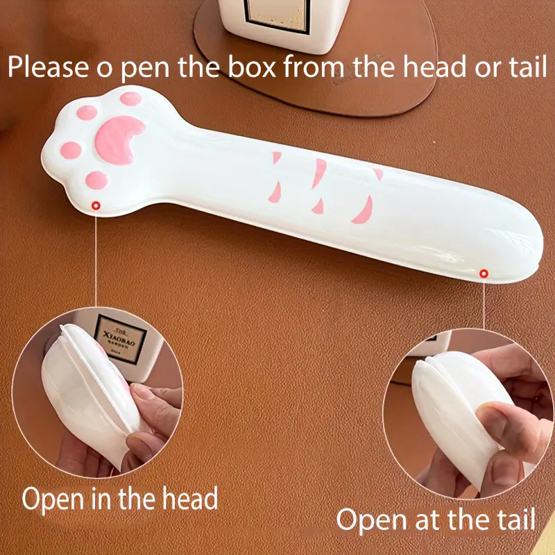 2pcs stainless steel outdoor cutlery set portable reusable with cute cat claw box for camping picnics travel Product details 0