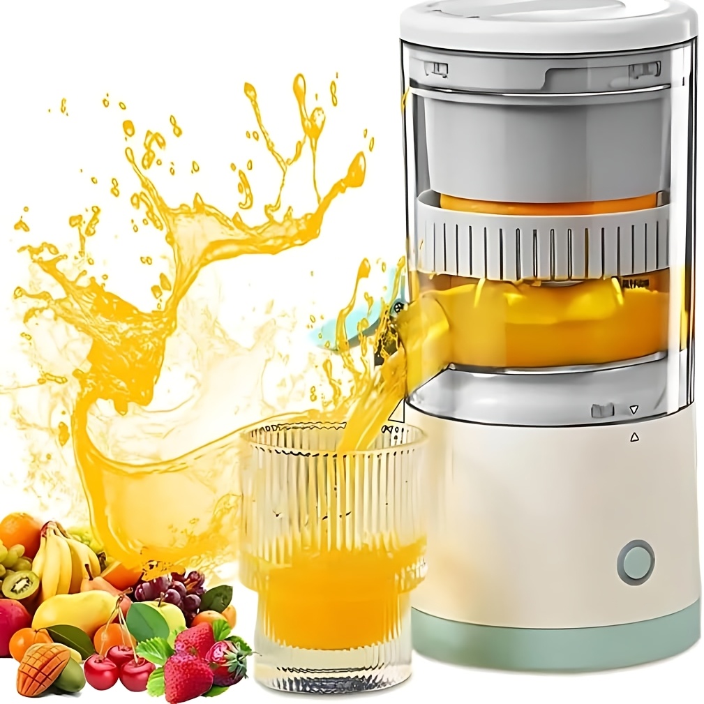 TEMU Electric Juicer Usb Rechargeable With 2 Brushes, Portable Kitchen Gadget For Making Orange Juice, Squeezing Oranges, Lemons, Kiwi Fruit,
