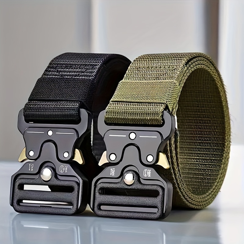 

Nylon Military Fan Belt Multi-functional Outdoor Canvas Training Belts Unisex Solid Color Nylon Quick Release Buckle Adjustable Belt For Men And Women