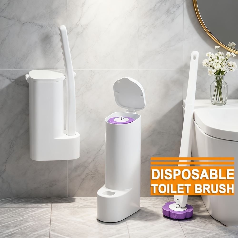 disposable toilet brush with replaceable heads modern plastic toilet and detail crevice scrubbing brush set suitable for cleaning toilet corners window   door tracks and keyboards Product details 0