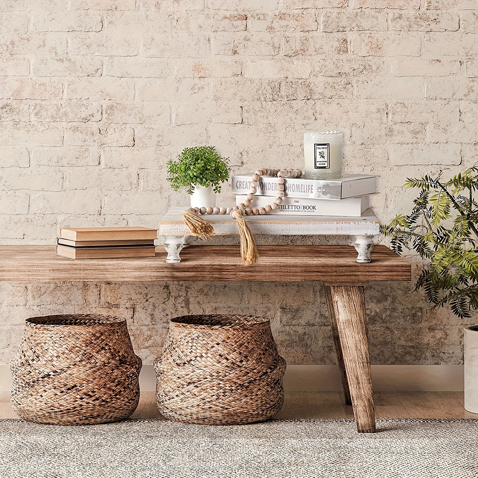 Round Wood Pedestal Stand - Decorative Riser Tray For Vases, Candles, Jewelry, Bathroom & Kitchen Countertop, Farmhouse Decor