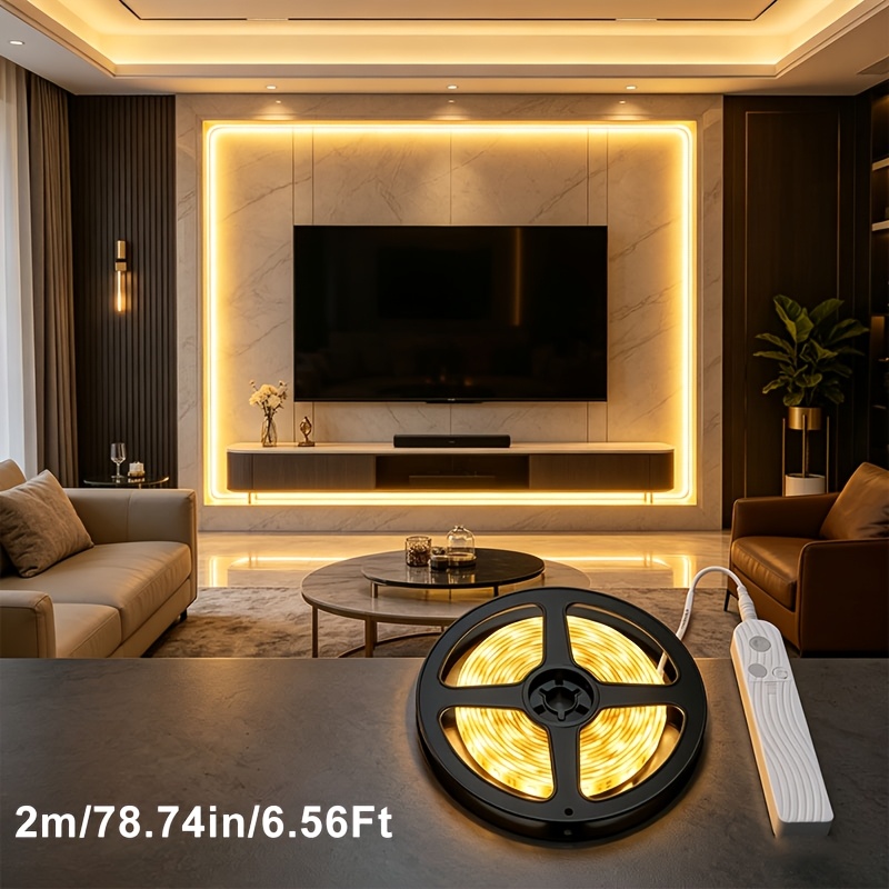 TEMU 1pc 6.56ft Motion Sensing , Motion Sensor Light Control Induction Rope Light, Led Cabinet Lighting Night Light, Usb  Battery Power Supply Mode