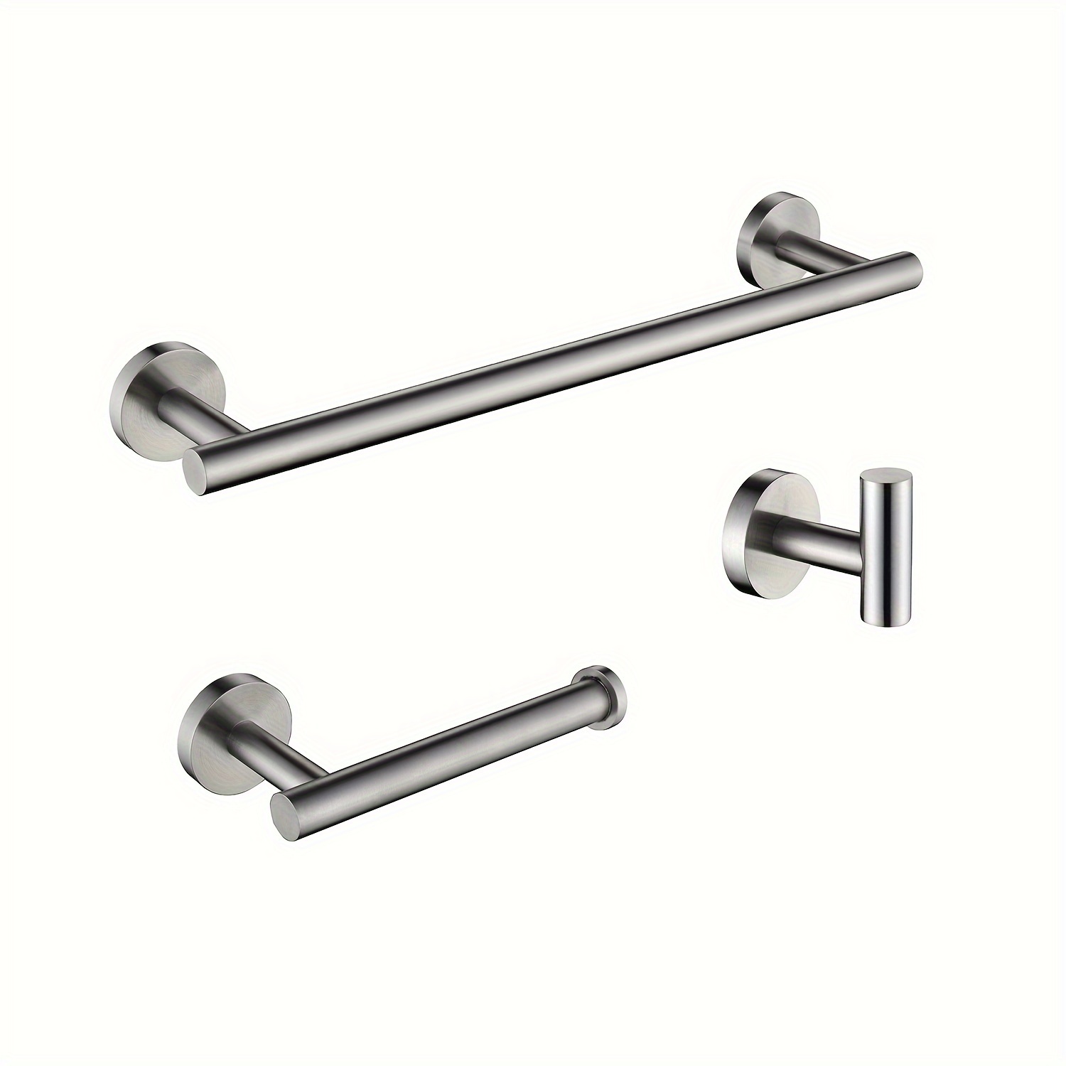 

3 Pcs Bathroom Hardware Accessories Set, Stainless Steel, Towel Bar Set, Includes Towel Bar, Toilet Paper Holder And Towel Hooks, Wall Mounted