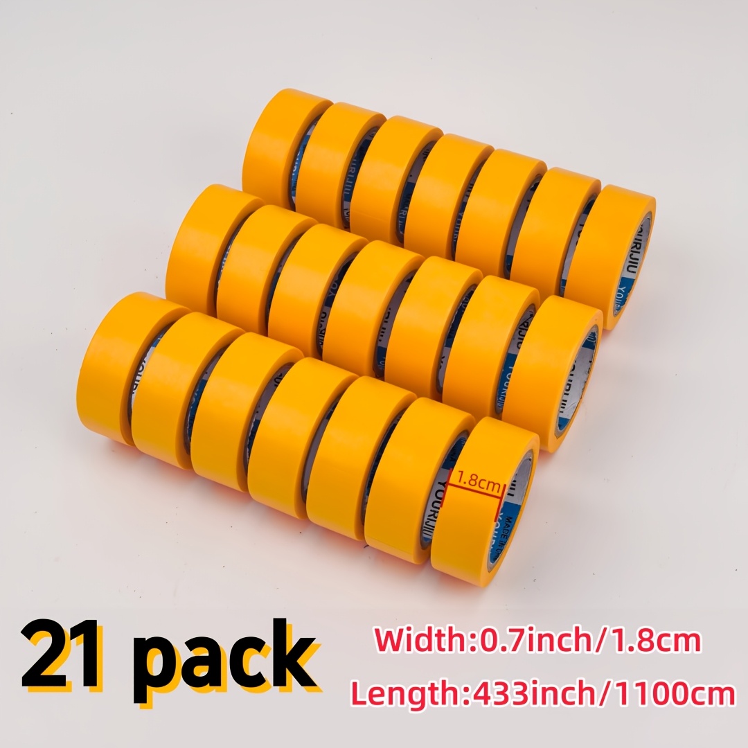 TEMU [Lot de 21 rouleaux] Ruban washi de style japonais, 1,8 cm de large, ruban de masquage orange à séparation de couleurs, blocage de couleur