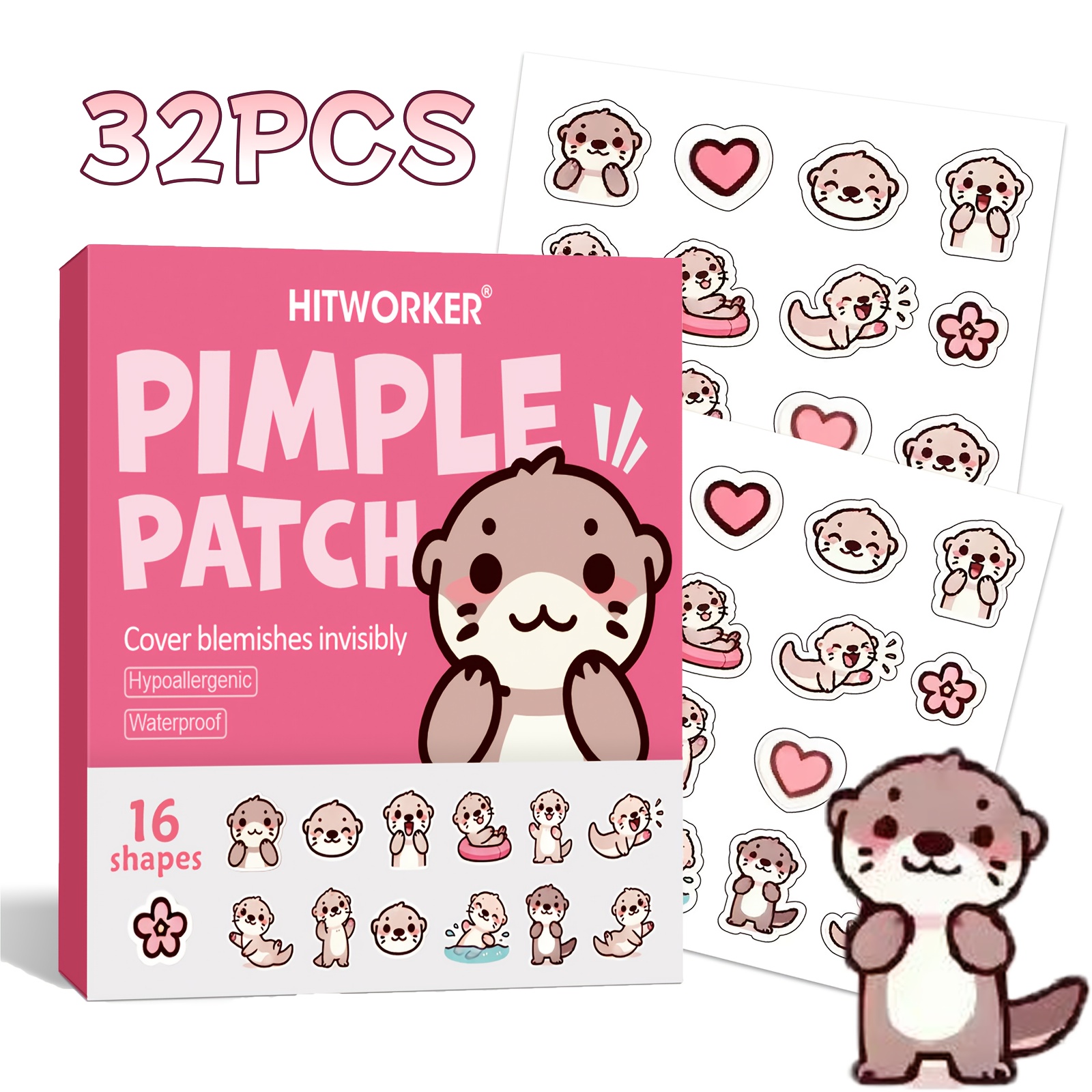 Image of 32 Patches, Covering And , Patch Covering And , Spot Stickers For And , Cute Otter Style, Valentine's Day Gift