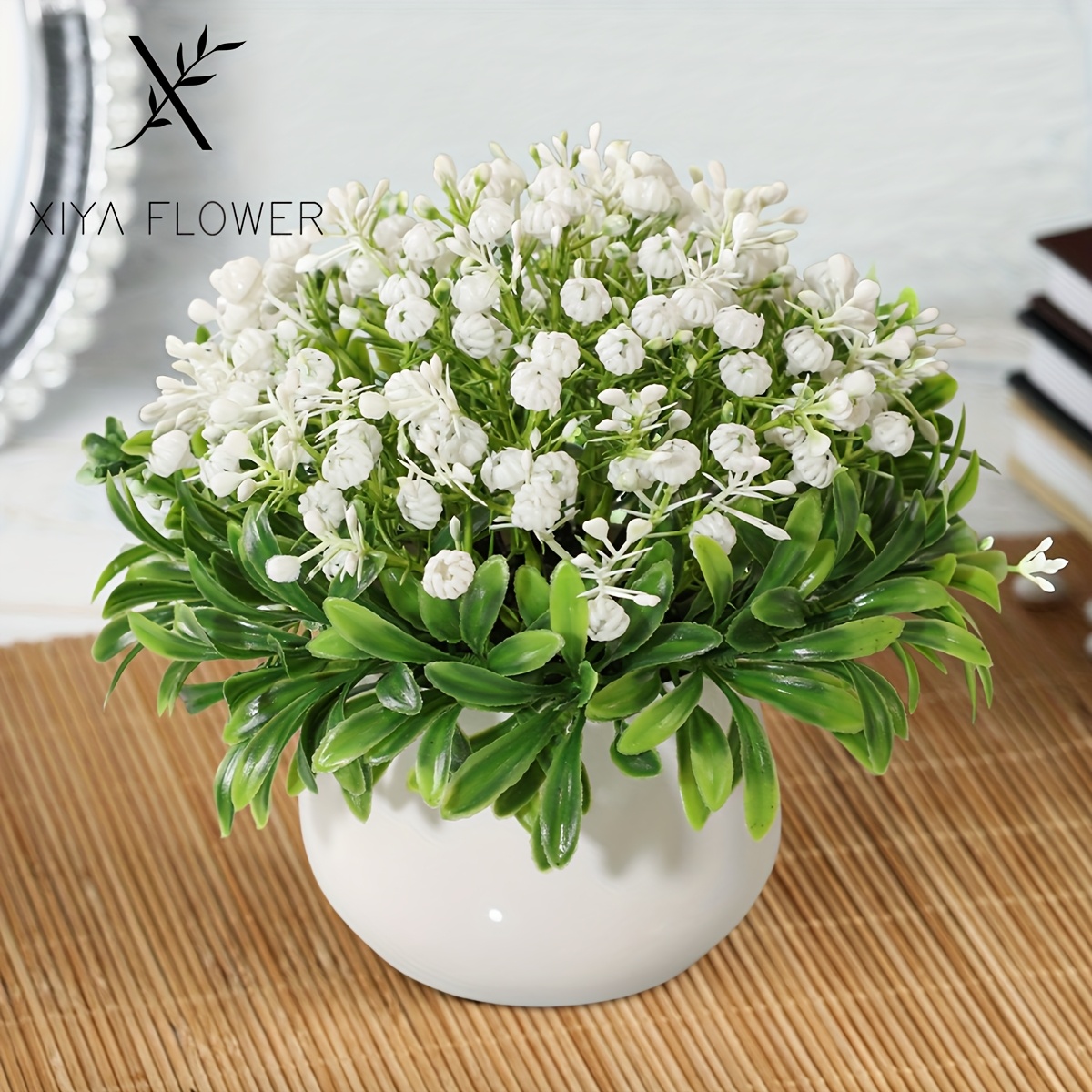 Image of Gypsophila Potted Plant - Mini Artificial Boxwood & Starry Flowers With Pot, Perfect For Home Decor, Weddings, Birthdays, And Seasonal Celebrations