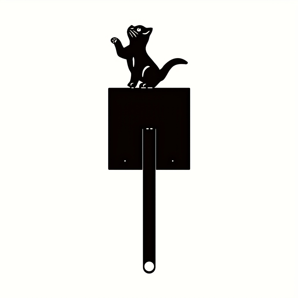 TEMU 1pc Cute Cat Metal Paper Towel Holder - Wall-mounted Iron Kitchen Bathroom Organizer With Black Cat Silhouette Design, Space- Countertop Holder
