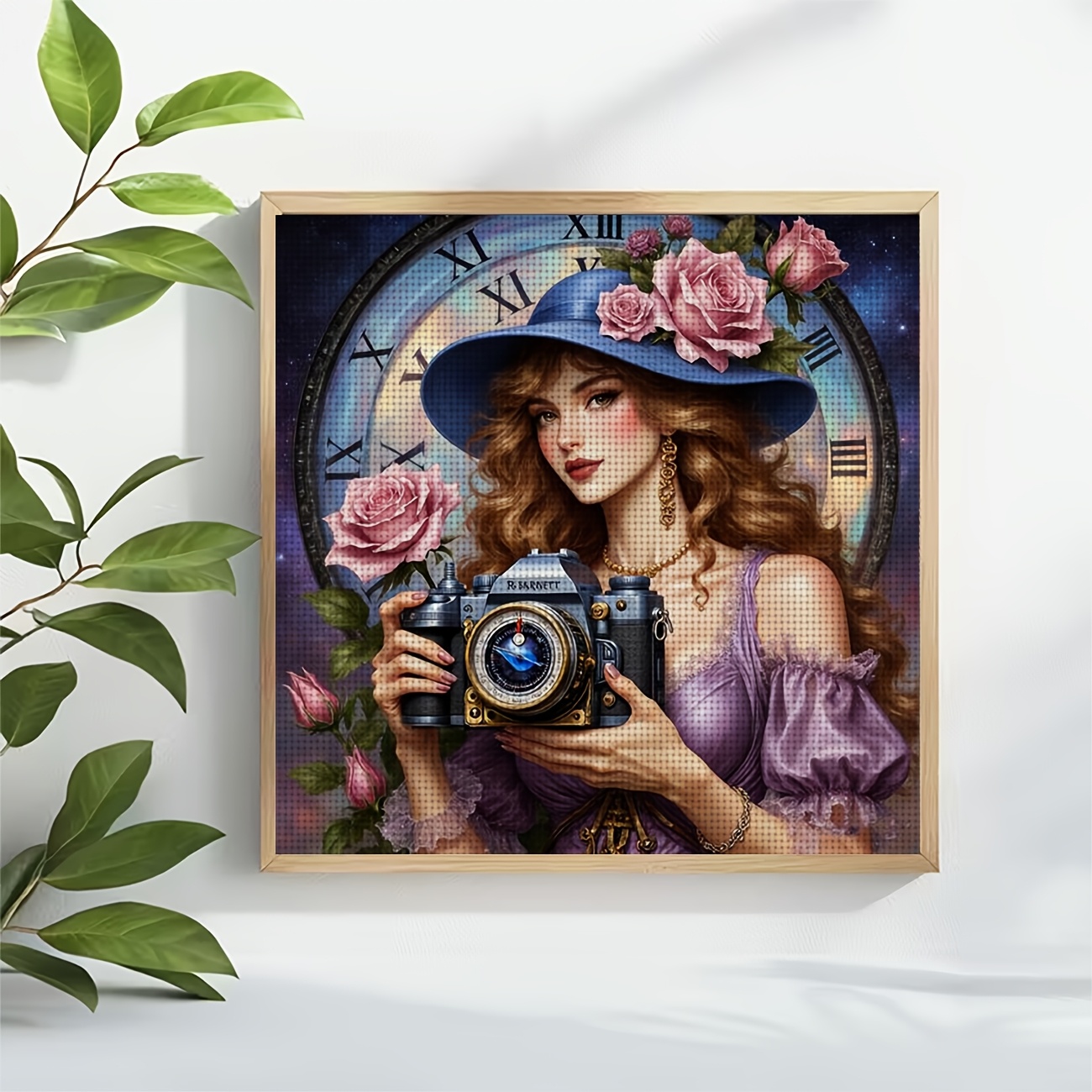 Cross-Stitch Printing Kit, Blue Hat Holding a Camera Design