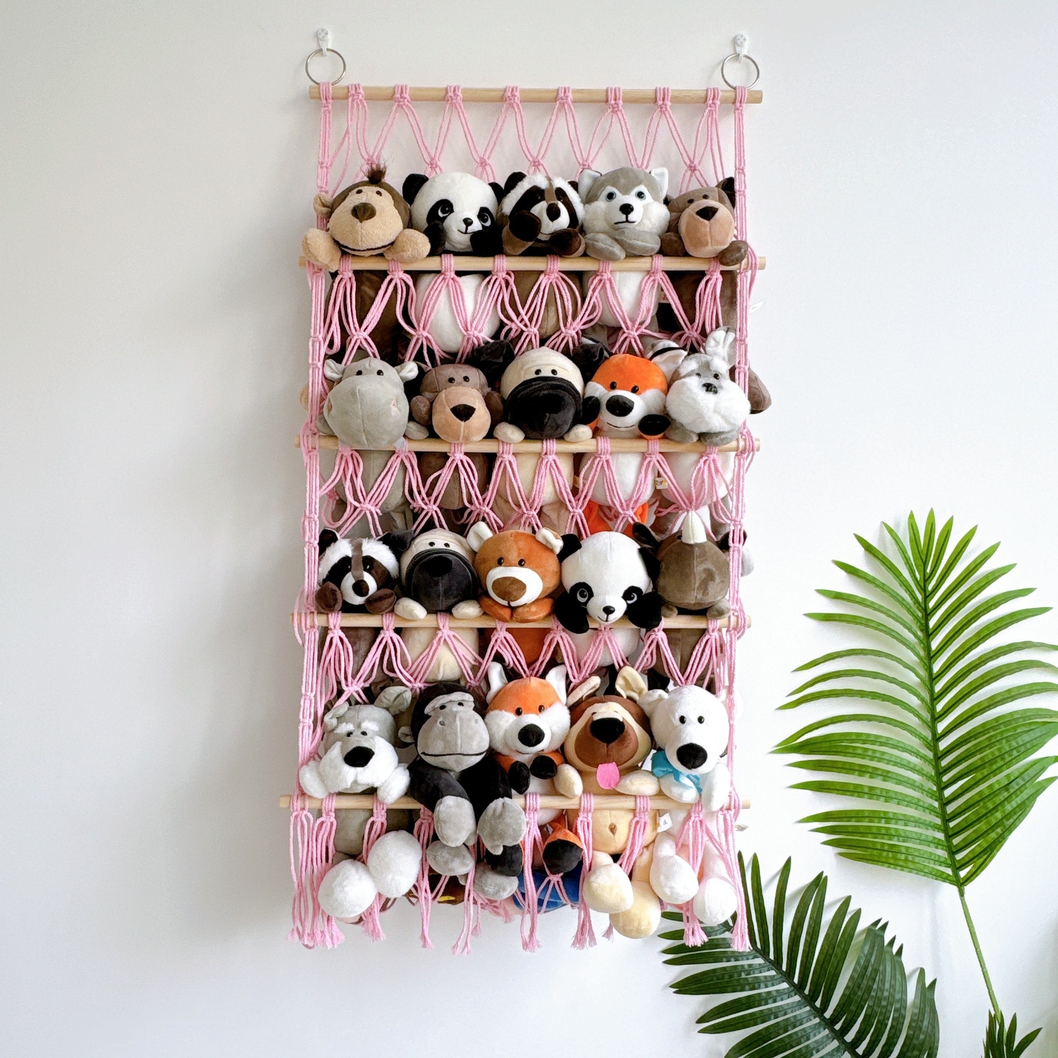 Organizador Colgante Bohemio de Niveles para Juguetes de Peluche y  Regalos Decoración con Ganchos Incluidos, Ideal para Dormitorio y Sala