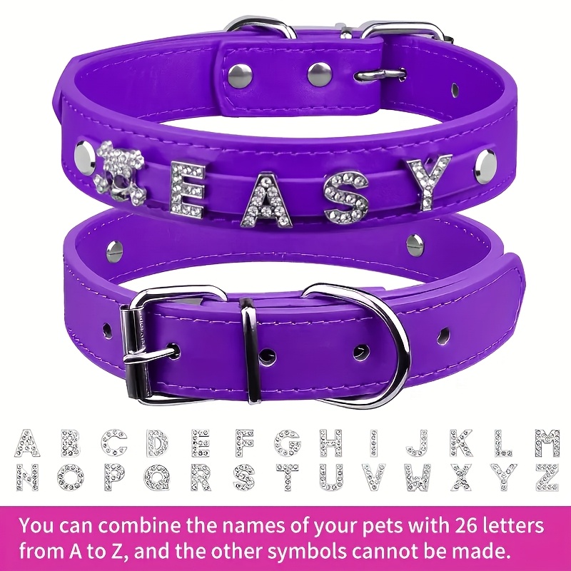 TEMU [customization] 1pc Personalized Letter Diamond Collar, With Personalized Id Name And Contact Information Cat Collar, Anti-loss, Suitable For