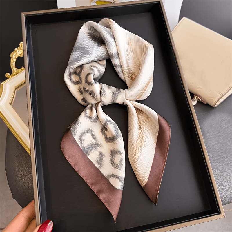 Image of 1/2/4pcs Vintage Four-piece Animal Pattern Women's Fashion Accessory Square Scarf Multifunctional Use Headscarf Scarf Shawl Smooth Summer Autumn Applicable Fashion