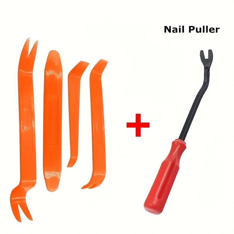 TEMU Professional Car Interior Disassembly Tool Set- 5pcs Set, Including Scratch-free Plastic Pry Bar, Suitable For Door Panels, Center Console, And
