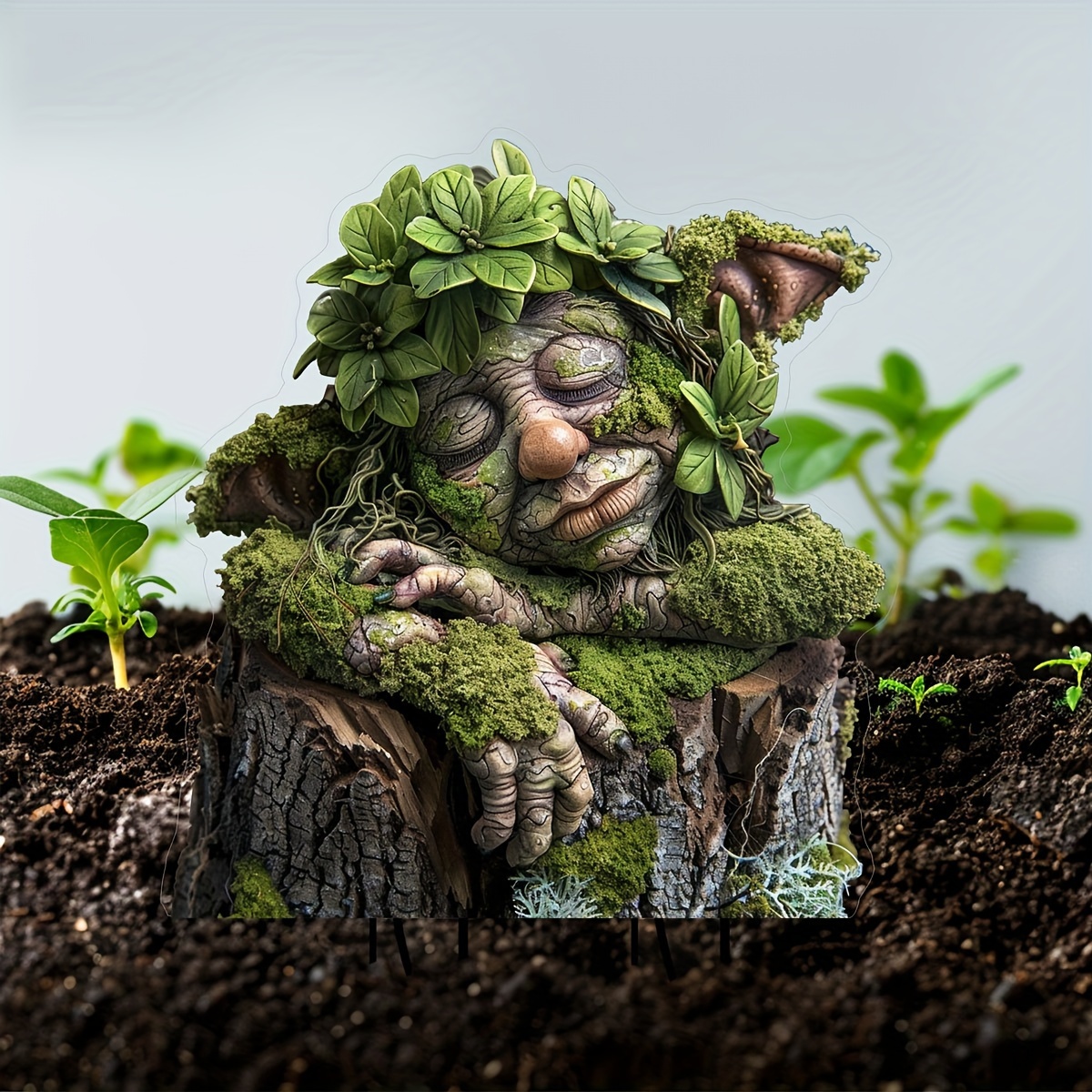 

A Stump Decoration Featuring A Tree Spirit, Made Of Acrylic Material, Waterproof Fairy Stump Display, Versatile Yard Ornament, Holiday Gifts In Any Season.