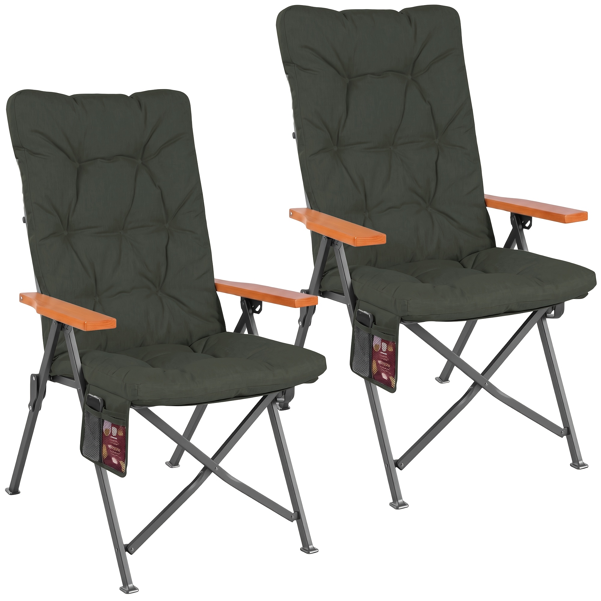 Image of Homecall Camping Chair Foldable 150kg Load Capacity High-backed Chair Luxury Folding Chair Camping Chair With 4 Adjustable With 4.5cm Thick Padded Fishing Chair For Garden Balcony Motorhome