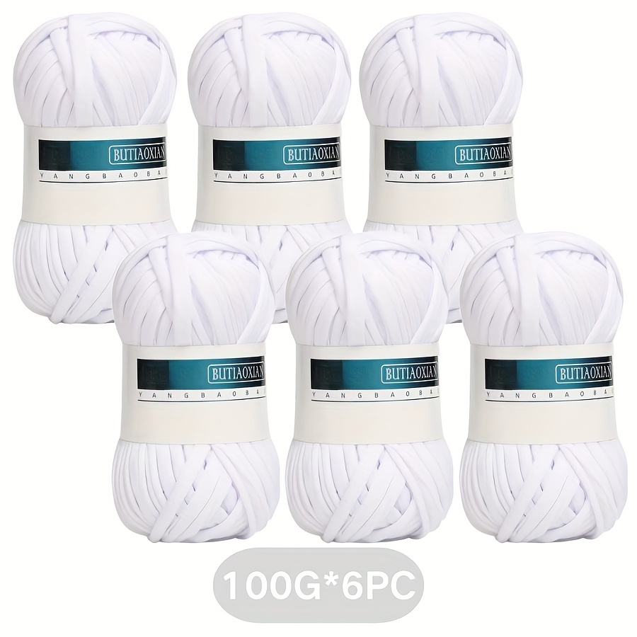 TEMU Fil à T-shirt 600G pour crocheter, fil ruban élastique, fil de tissu crocheté épais, fil à tricoter à épais pour sac de crochet, couverture,