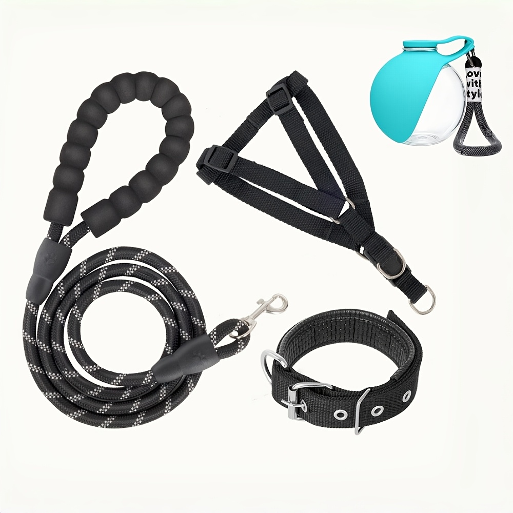 High-Quality 4pcs Dog Walking Gear Set, Adjustable Harness and Leash