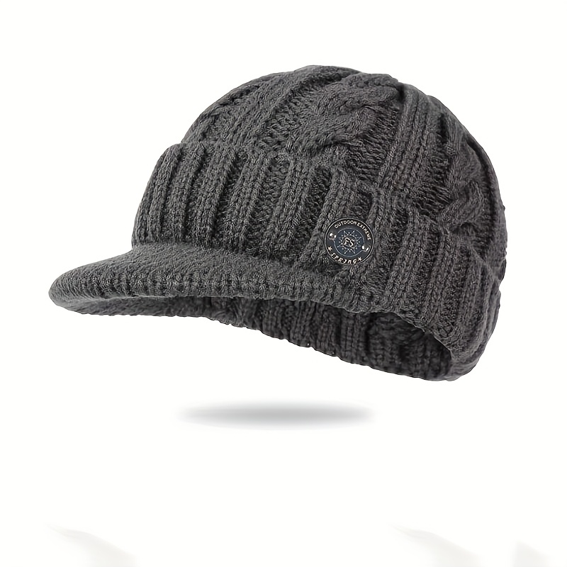 TEMU Men's Winter Velvet Thickened Ear Protection Riding Knitted Hat Cold-proof 2025 New Knitted Headgear