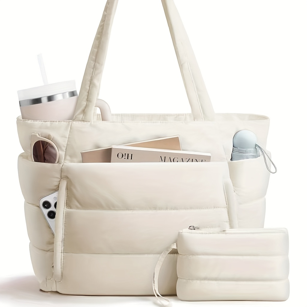 E-shop 2 Stück Große Damen-Tragetasche, Bestseller Neue Gepolsterte Tasche, Trendige Vielseitige Handtasche für Arbeit, Reisen, Sport Fitness, Leichte