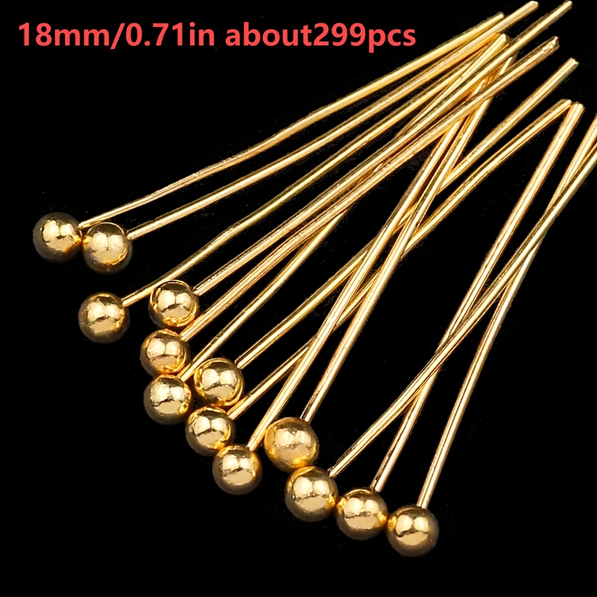Image of 18mm Approximately 299pcs Ball Needles Round Head Pins Color-preserving Material Golden Handmade Bracelet Necklace Earring Hairpin Jewelry Additions Materials