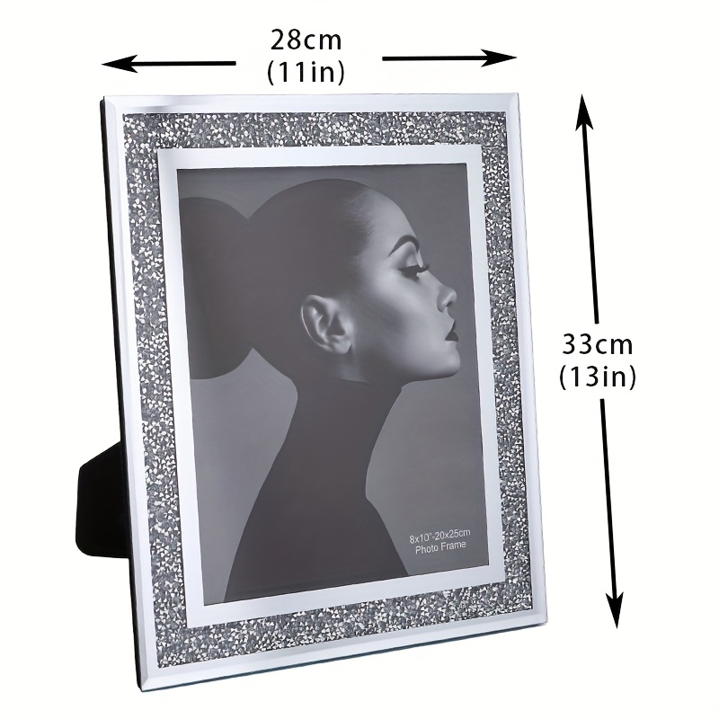 Image of 1pc, High-end Rhinestone Glass Photo Frame, Suitable For Living Room And Bedroom, Used As Graduation Gift, Wedding, Family Portrait Display