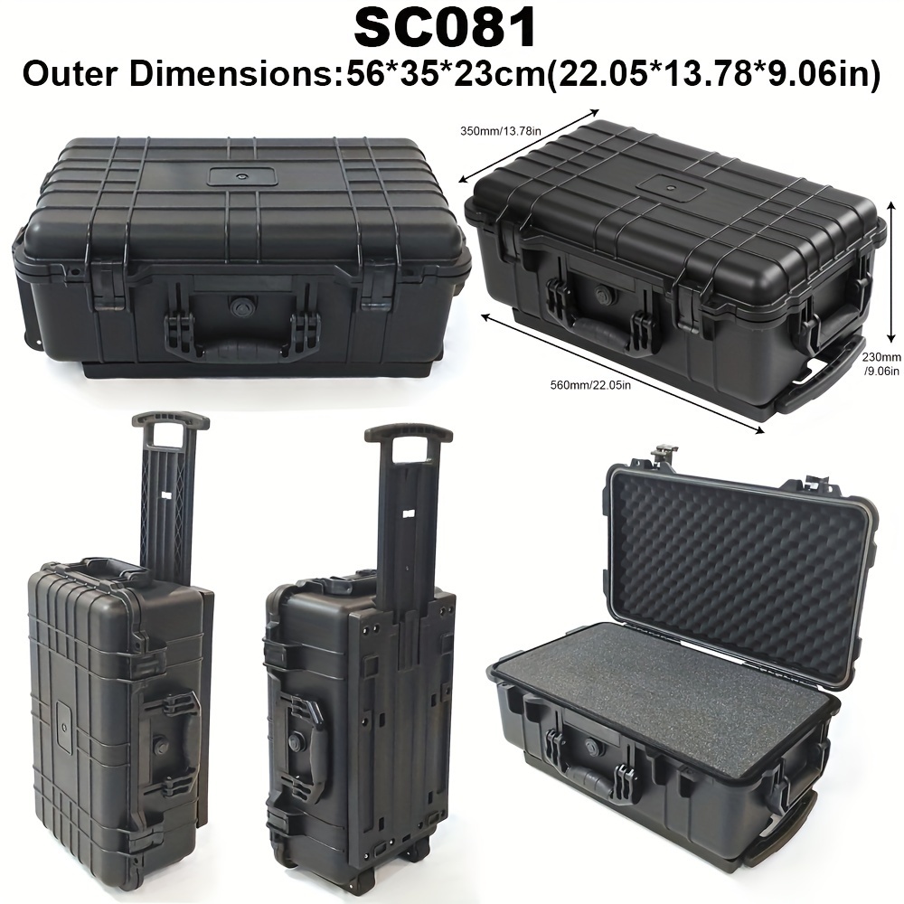 1pc large instrument tool box   with abs pp material pull handle waterproof and dustproof pressure resistant   built in pre cut square tear sponge for diy customization   suitable for   electronic devices storage of   and cameras accessories transfer in three sizes   0