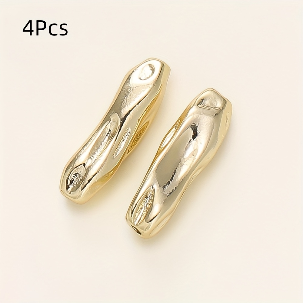 TEMU 4pcs Perline in Ottone Oro 14K/18K, Perline Lunghe Irregolari, Perline Spaziatrici per Creazione di Bracciali e Collane, Materiali per Gioielli