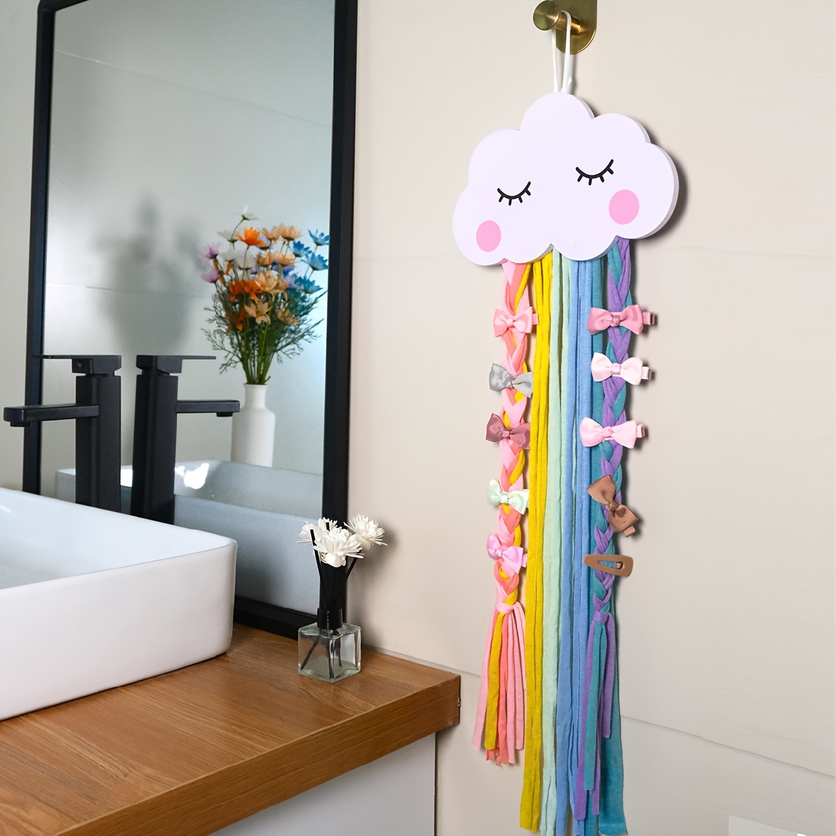 

1pc, Headband Hair Bow Holder Organizer, Cloud Shape Barrettes Hanger Hairpins Storage Strips Wall Decoration For Clothes Hanger(clip Is Not Included)