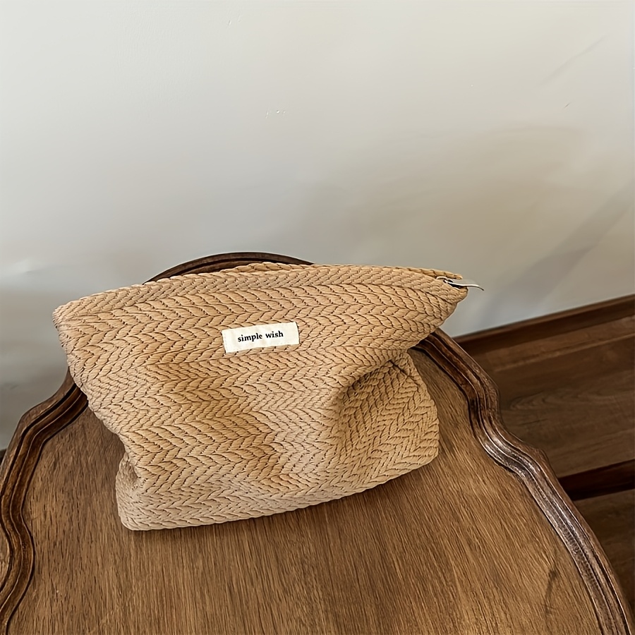 2025 New Cross-border Cosmetic Bag Women's Sanitary Pad Storage Bag Makeup Bag Organizer Rice Grain Pattern
