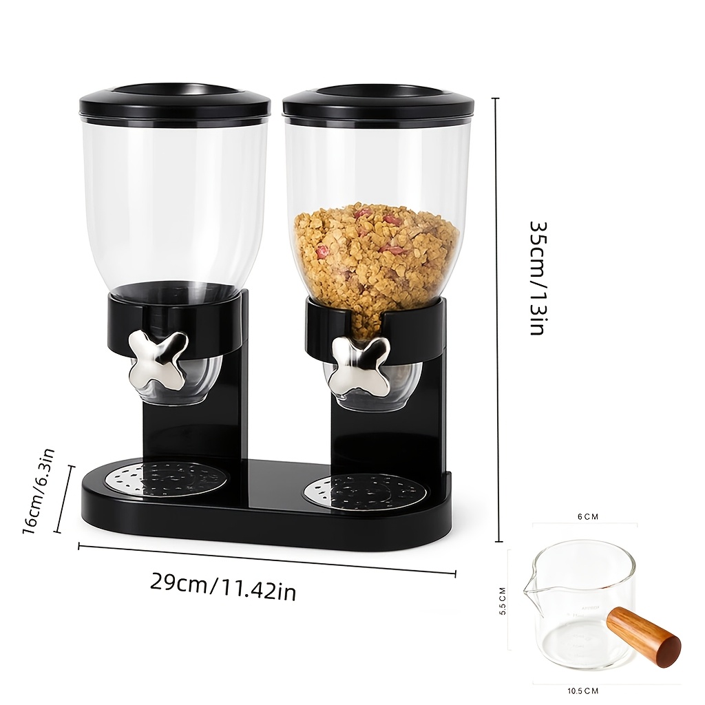 TEMU Distributeur de céréales avec couvercle verrouillable et tasse à mesurer - Bac de stockage à double récipient pour aliments , étanche, convient