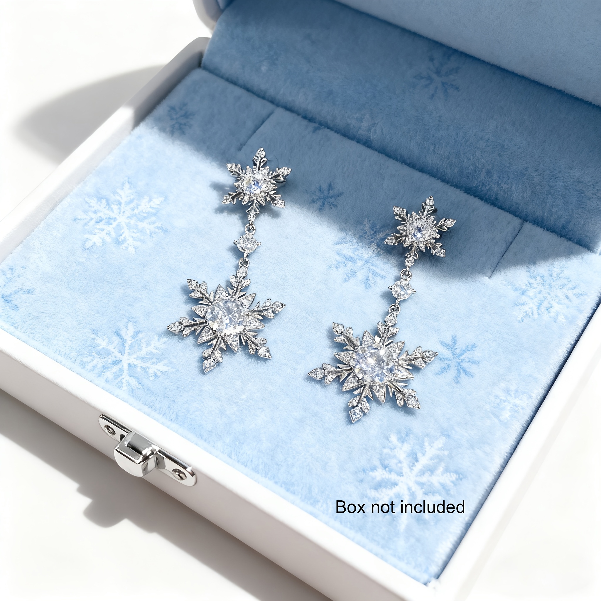 TEMU 1 Elegant Snowflake Pendant 925 Silver Earrings, Women's Style - Snowflake Synthetic Pendant, Jewelry, Suitable For Christmas, Additions, And
