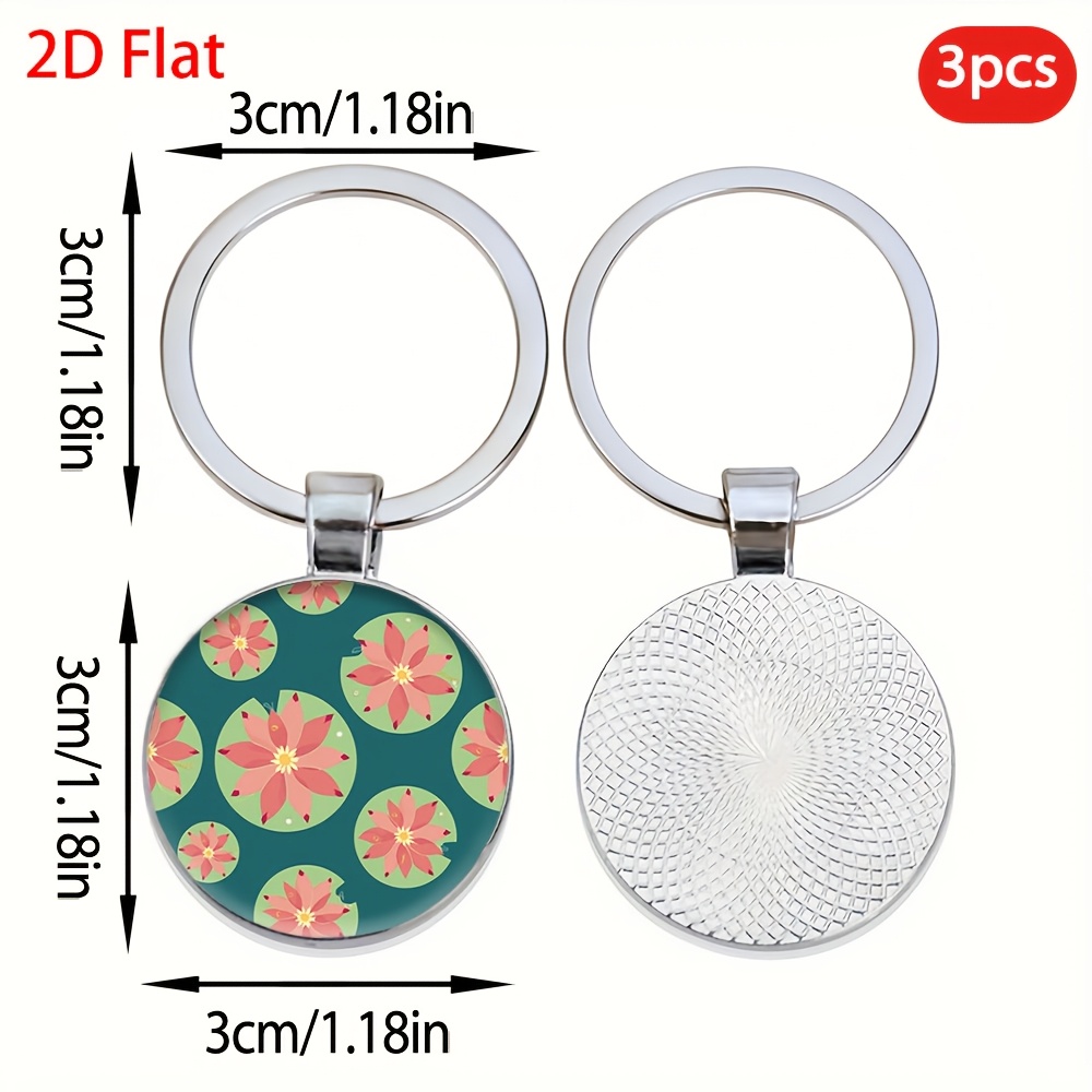 Lotus Pattern Key Chain, 3pcs Set