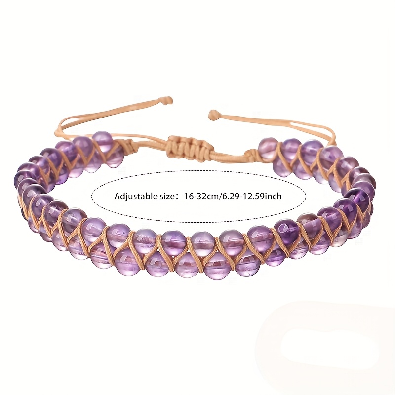 Artisan Crafted Boho Amethyst Bracelet, Double Strand