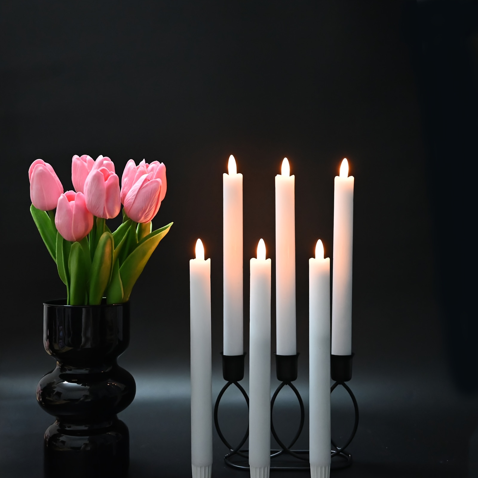 Temu Christmas Real Wax Flameless Taper Candles With Remote Control & Timer, Battery Operated Led Flickering Realistic Candles Sticks For Christmas-image