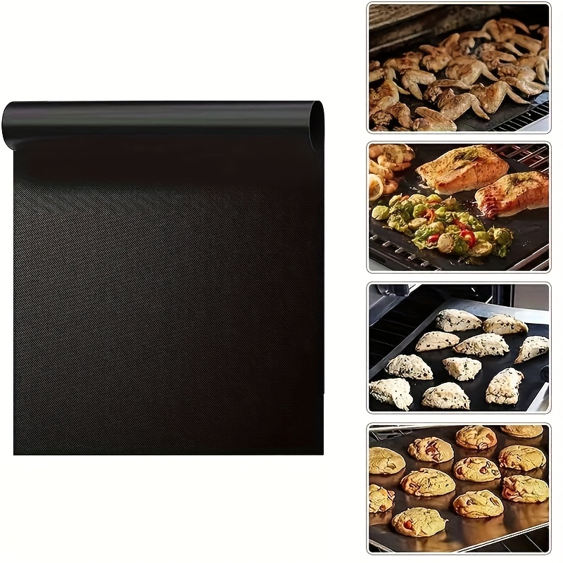 1 Large Heavy-duty Black Ptfe Oven Mat - Stove Protector, Heat-resistant, Scratch-proof, Easy-to-, Compatible With Electric And Gas Ovens, Dishwasher Safe, Rounded Corners For Safety, Ideal