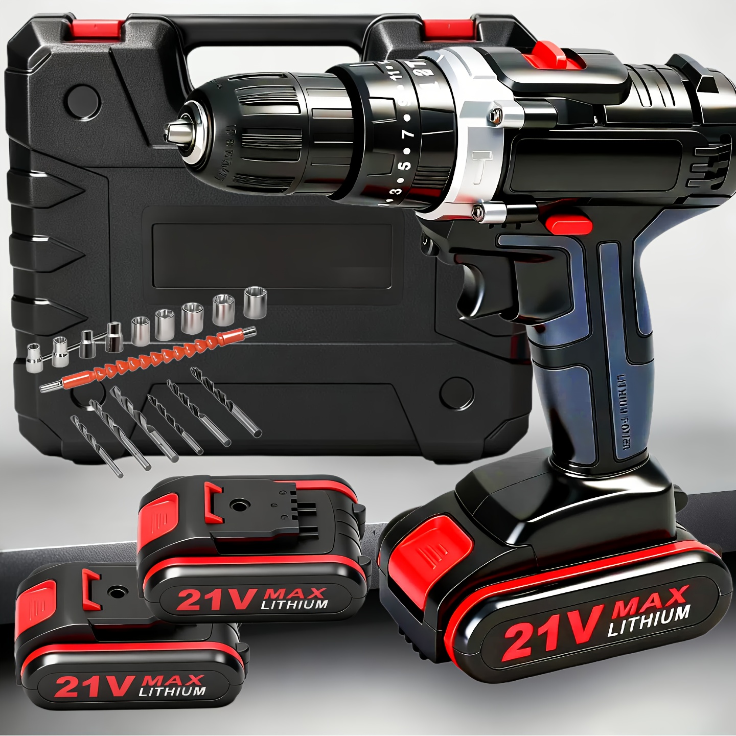 21V Multifunctionele Handboor met Schroevendraaierset, 3-in-1 Elektrische Schroevendraaier,