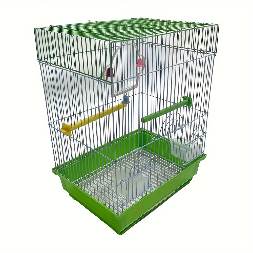 

Deluxe Metal Bird Cage With Pull-out Tray, Easy Clean Small Birdcage With 2 Food Cups And 2 Perches, Suitable For Various Birds