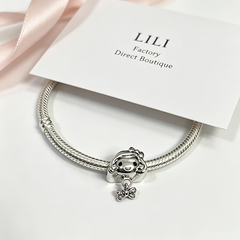 925 Sterling Silver Little Girl Head Dangle Charm, Gift