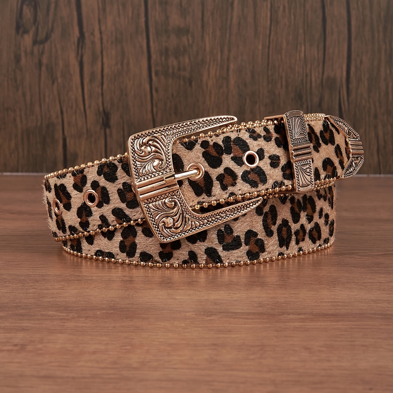mens leopard print belt