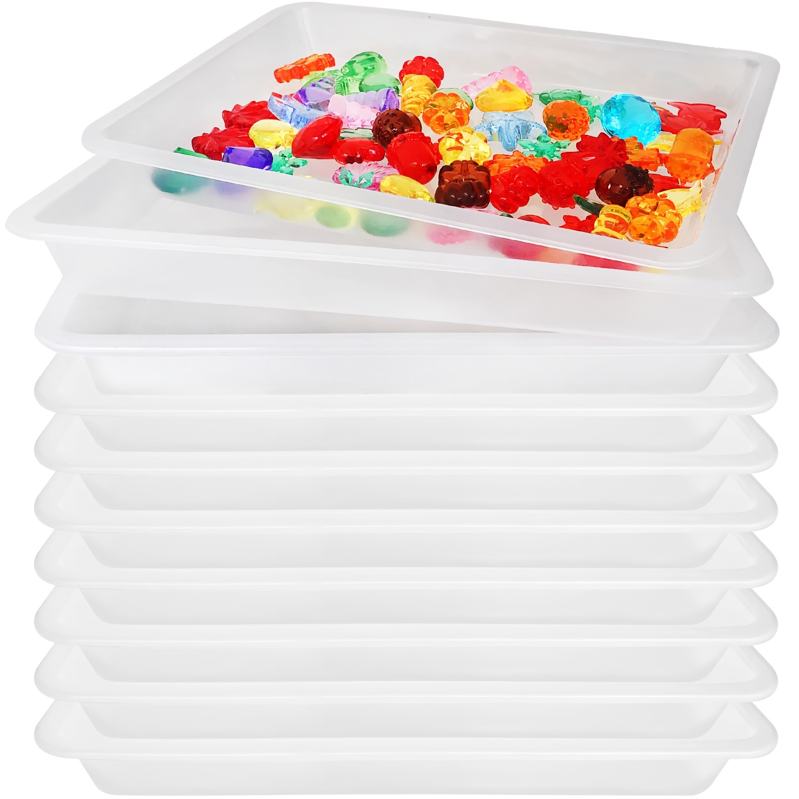 

10-piece Stackable Plastic Art Trays - Versatile Craft & Storage Organizer For School, Home, Painting, Beads, Diy Projects - Transparent, 11x8.27x1.18 Inches