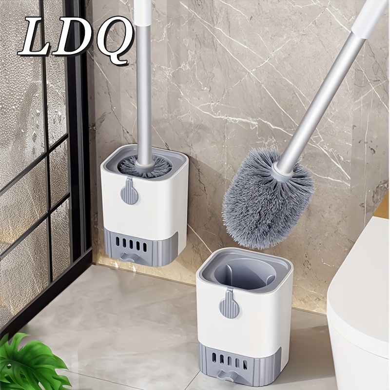 

1 Set Wall Mounted Toilet Brush And Holder - Plastic, Long Handle, Flexible Bristles, Space- Design For Home & Hotel Bathroom Deep Cleaning