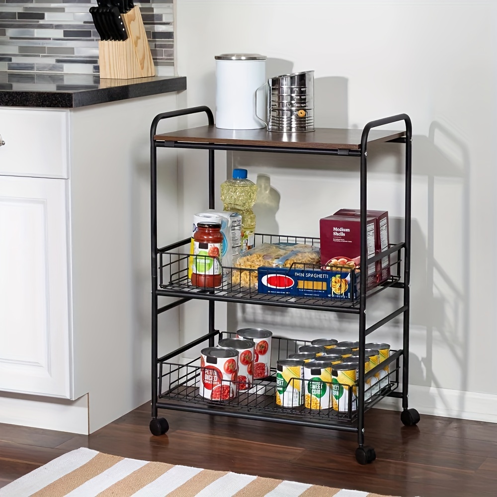 

3 Tier Kitchen Cart With Pull-out Baskets