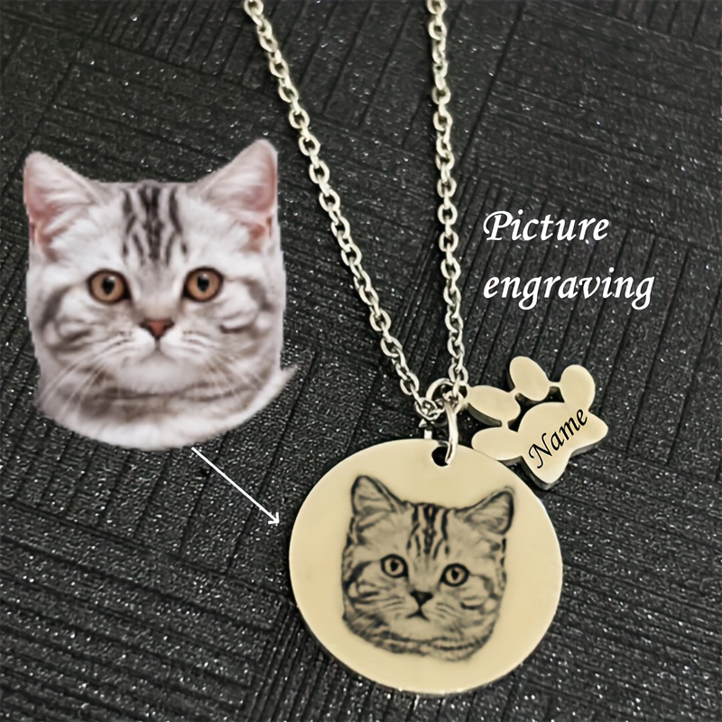 TEMU Collana con ritratto personalizzato di animale - Ciondolo cm con ciondolino a forma di - Incisione personalizzata del e del ritratto 'animale -