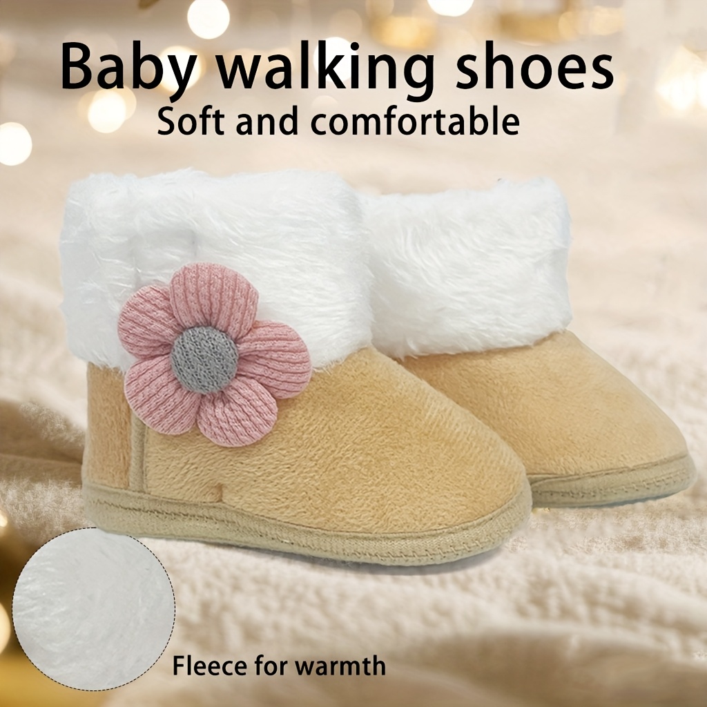 Adorable Princess-Themed Baby Girl Booties - Soft, Warm Fleece-Lined Walking Shoes for Newborns & Toddlers - Perfect Christmas & Halloween Gift