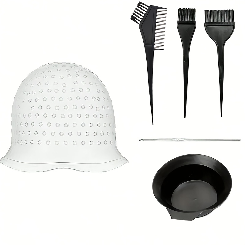 E-shop 6 Stück Wiederverwendbare Haarfärbe-Highlight-Kappen mit Haken, Durchzieh-Haarfärbekappen mit Löchern, Friseurwerkzeuge, Professionelle